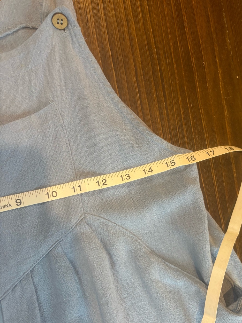 Light Blue Linen-Blend Pinafore Romper - Picture 9 of 9